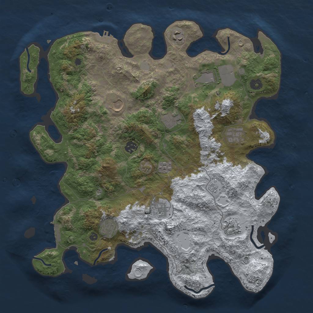 Rust Map: Procedural Map, Size: 3900, Seed: 16, 19 Monuments