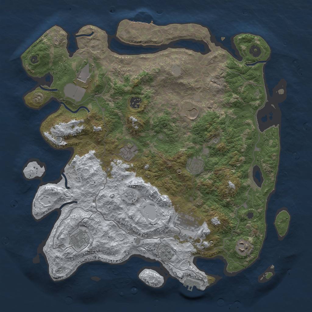 Rust Map: Procedural Map, Size: 4000, Seed: 4231, 18 Monuments