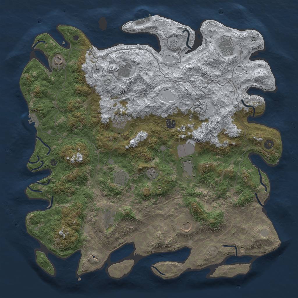 Rust Map: Procedural Map, Size: 4500, Seed: 1364943, 20 Monuments