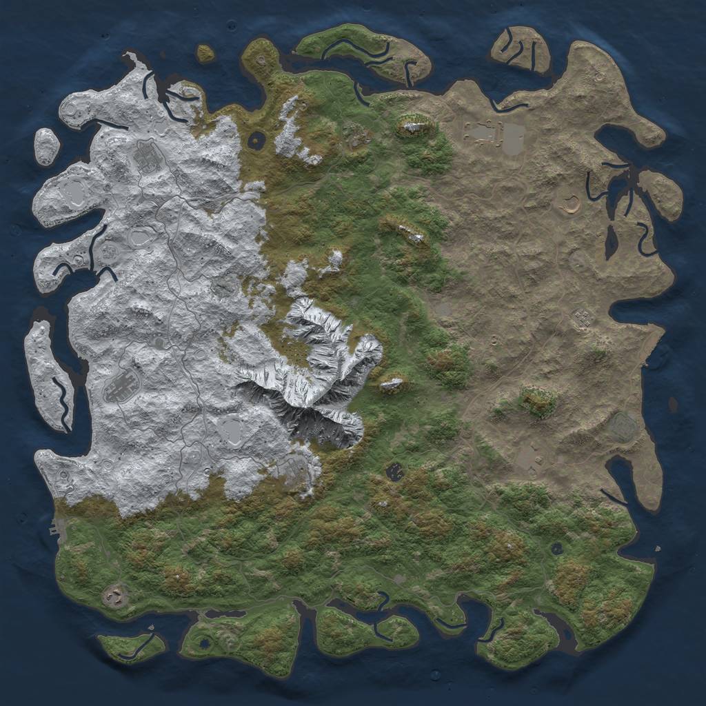 Rust Map: Procedural Map, Size: 6000, Seed: 1127243327, 20 Monuments