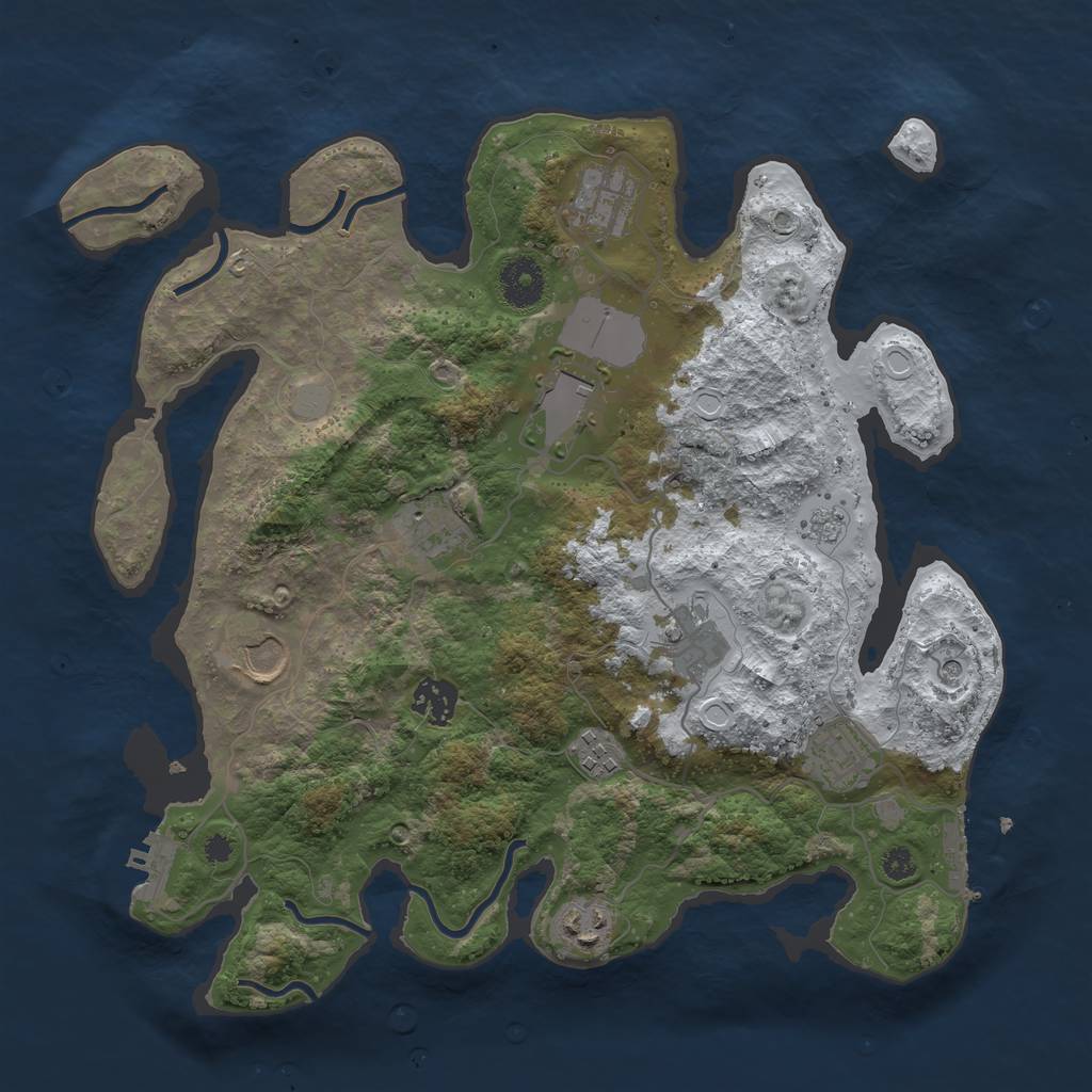 Rust Map: Procedural Map, Size: 3500, Seed: 506766129, 18 Monuments