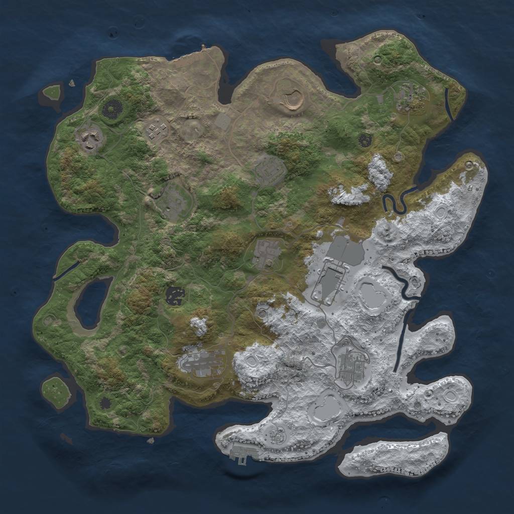 Rust Map: Procedural Map, Size: 3850, Seed: 522026307, 20 Monuments