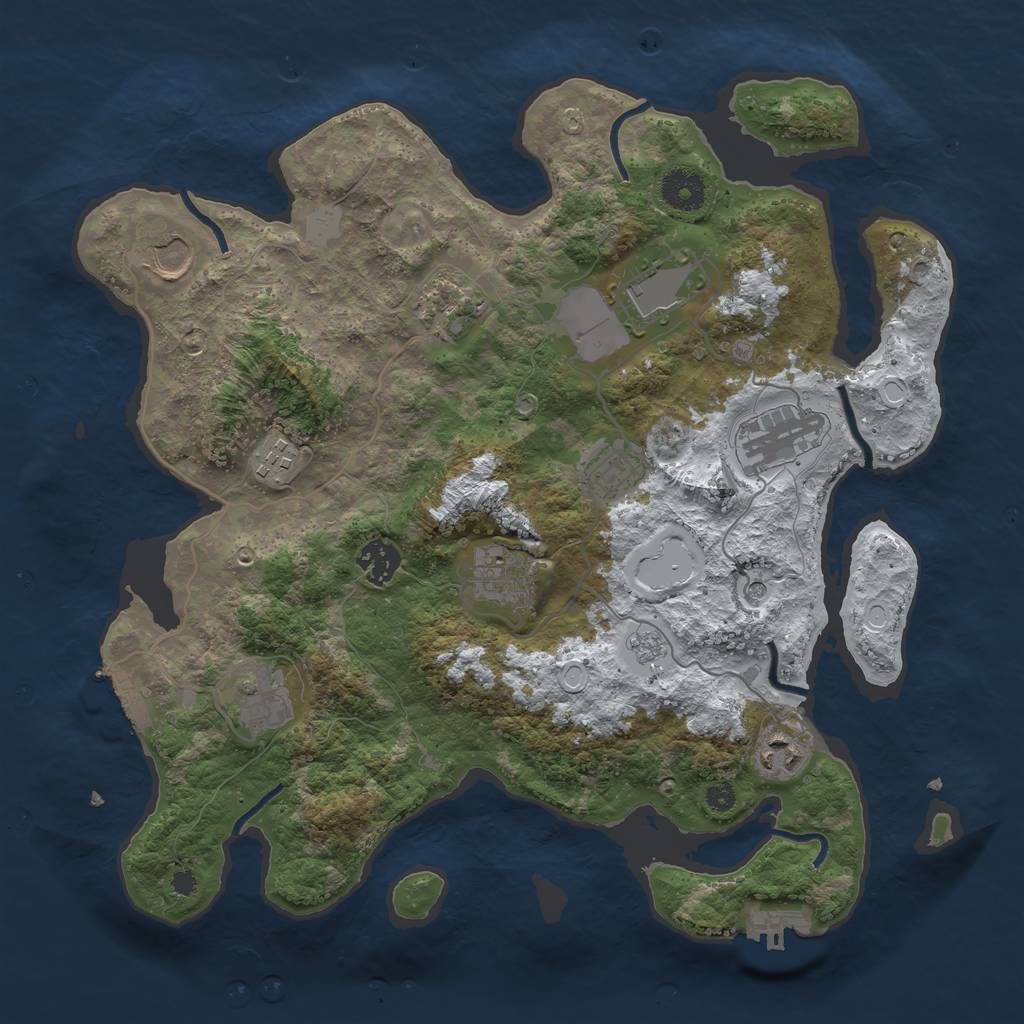 Rust Map: Procedural Map, Size: 3600, Seed: 1206772802, 19 Monuments