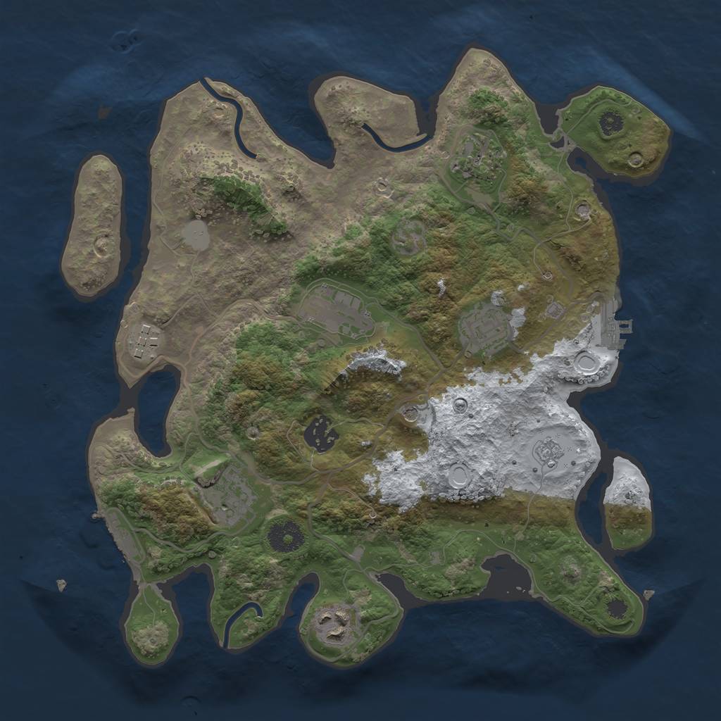 Rust Map: Procedural Map, Size: 3200, Seed: 3763665, 16 Monuments