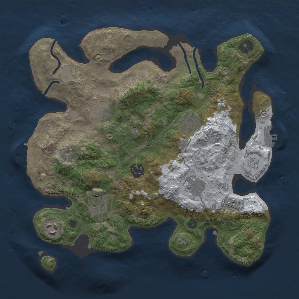 Rust Map: Procedural Map, Size: 3200, Seed: 668470, 16 Monuments