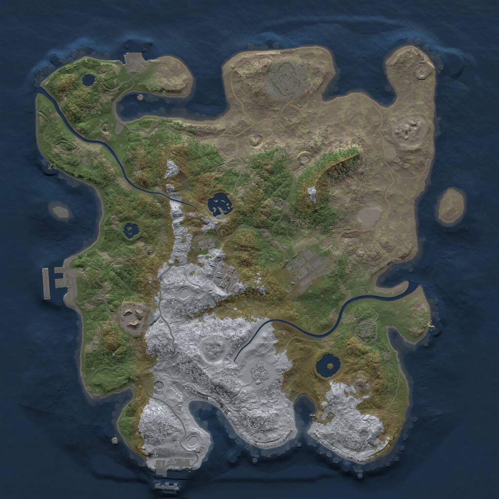 Rust Map: Procedural Map, Size: 3200, Seed: 530836, 11 Monuments