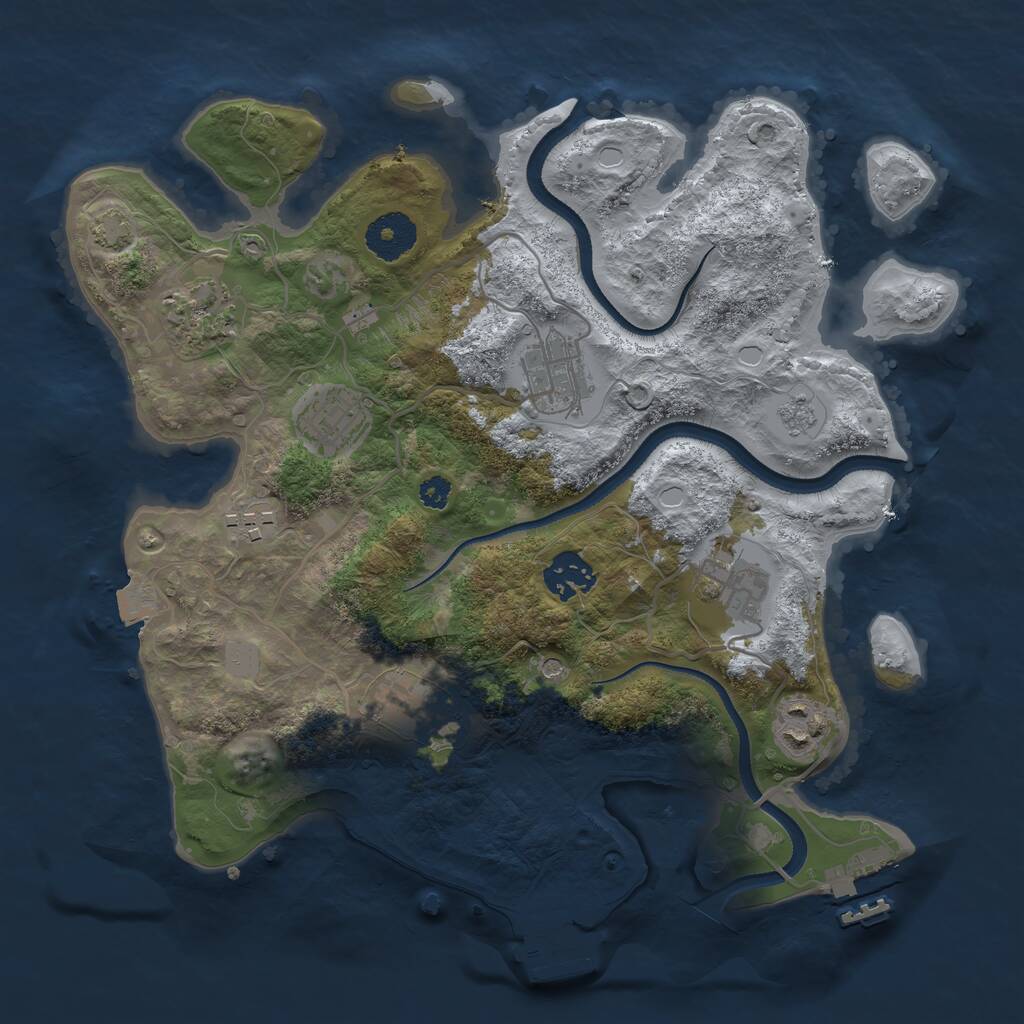 Rust Map: Procedural Map, Size: 3200, Seed: 82073, 14 Monuments