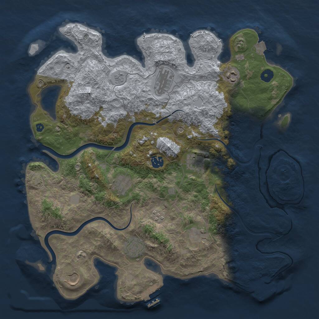 Rust Map: Procedural Map, Size: 3800, Seed: 712973849, 15 Monuments
