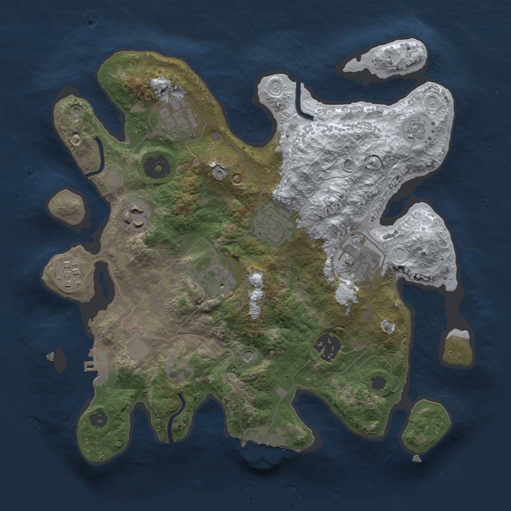 Rust Map: Procedural Map, Size: 3000, Seed: 574771653, 16 Monuments