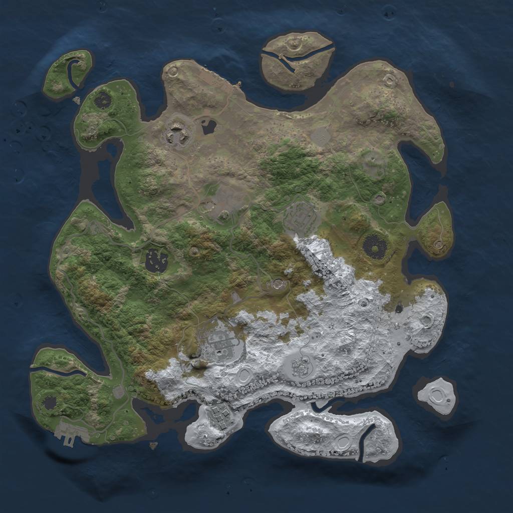 Rust Map: Procedural Map, Size: 3200, Seed: 630586, 15 Monuments