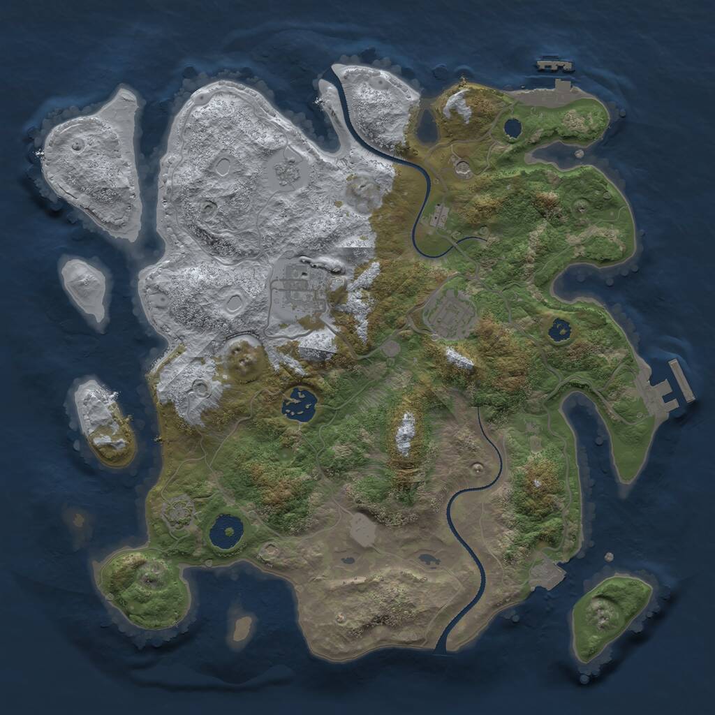 Rust Map: Procedural Map, Size: 3200, Seed: 1956888, 9 Monuments