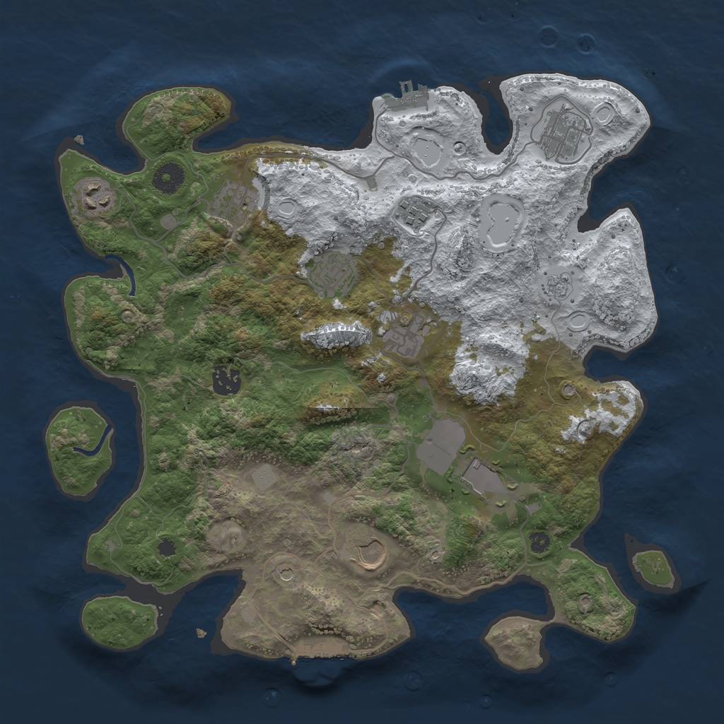 Rust Map: Procedural Map, Size: 3575, Seed: 811361848, 18 Monuments