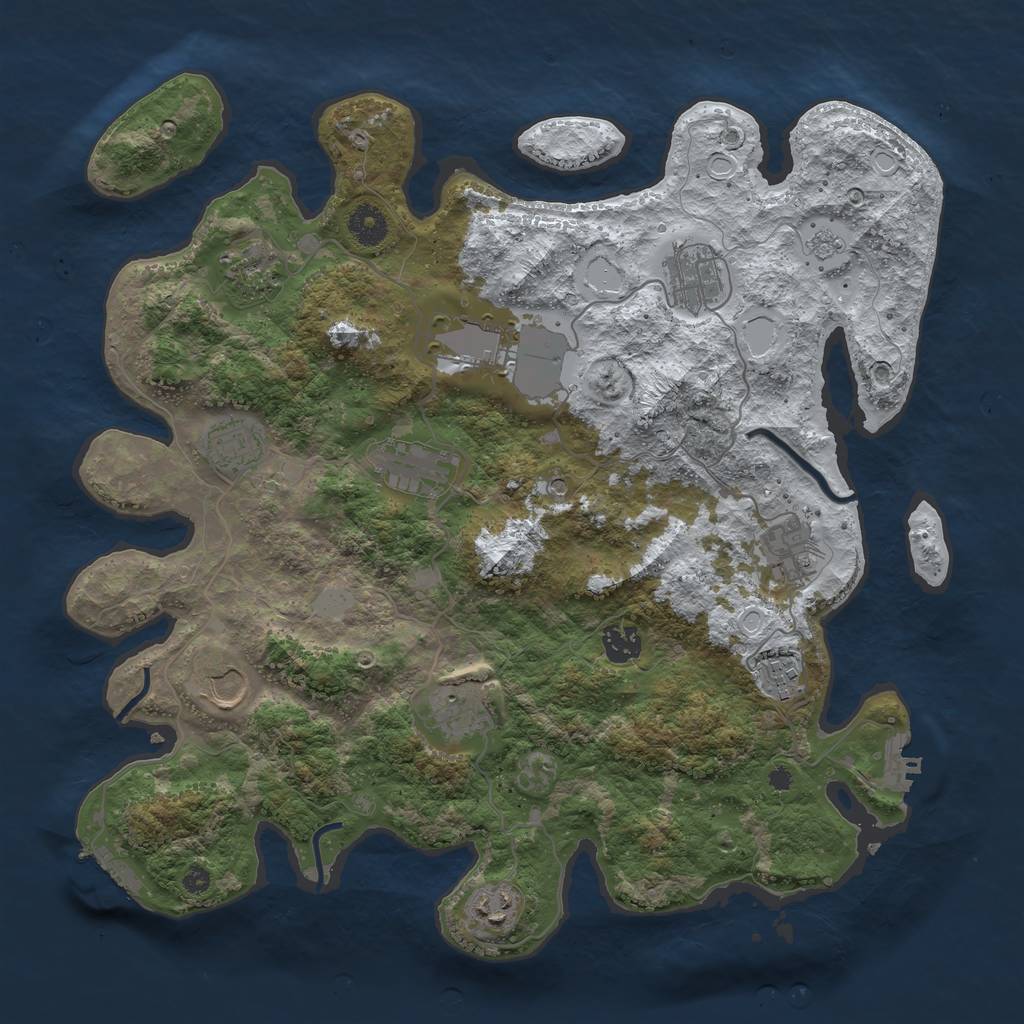 Rust Map: Procedural Map, Size: 3850, Seed: 1997443425, 20 Monuments