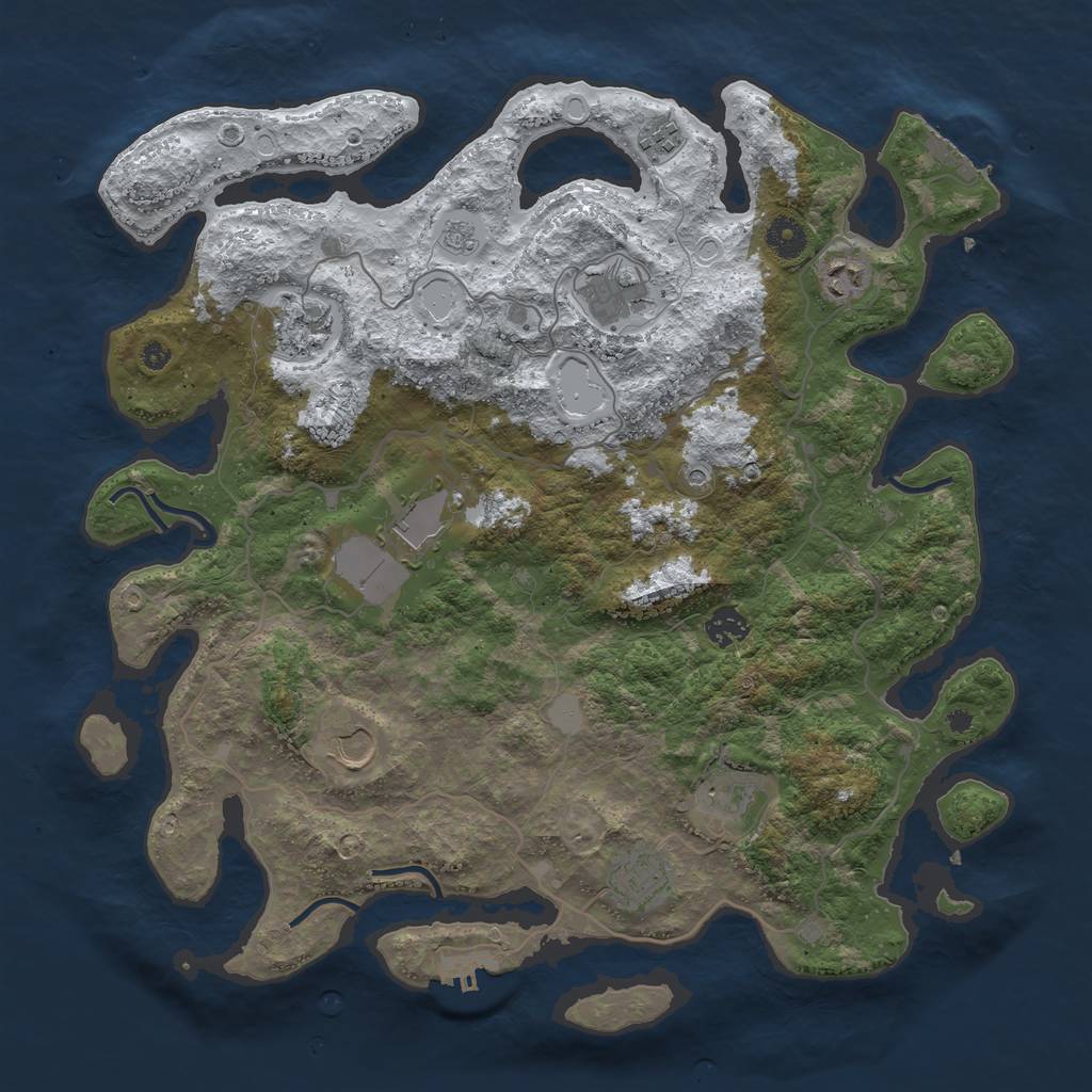Rust Map: Procedural Map, Size: 4000, Seed: 3030, 18 Monuments