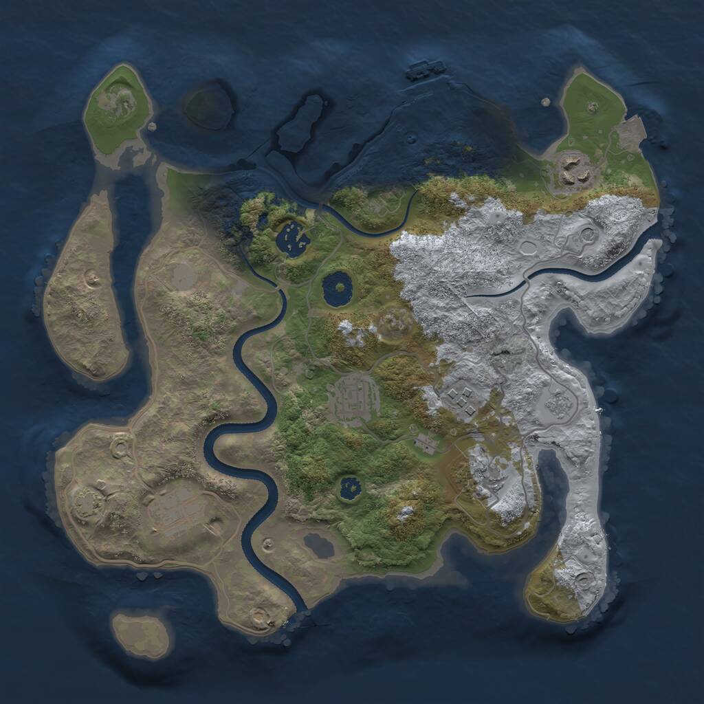 Rust Map: Procedural Map, Size: 3200, Seed: 4445831, 11 Monuments