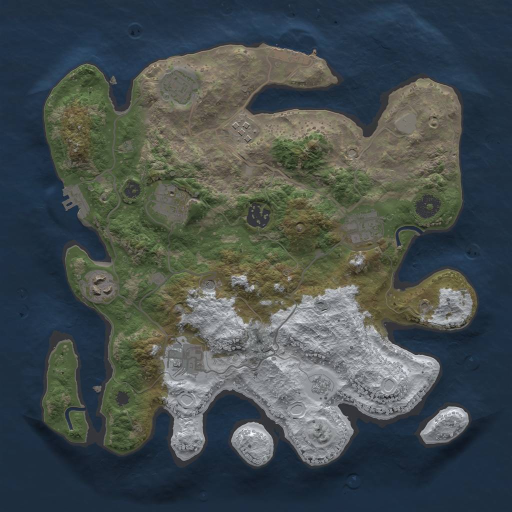 Rust Map: Procedural Map, Size: 3200, Seed: 5216053, 16 Monuments