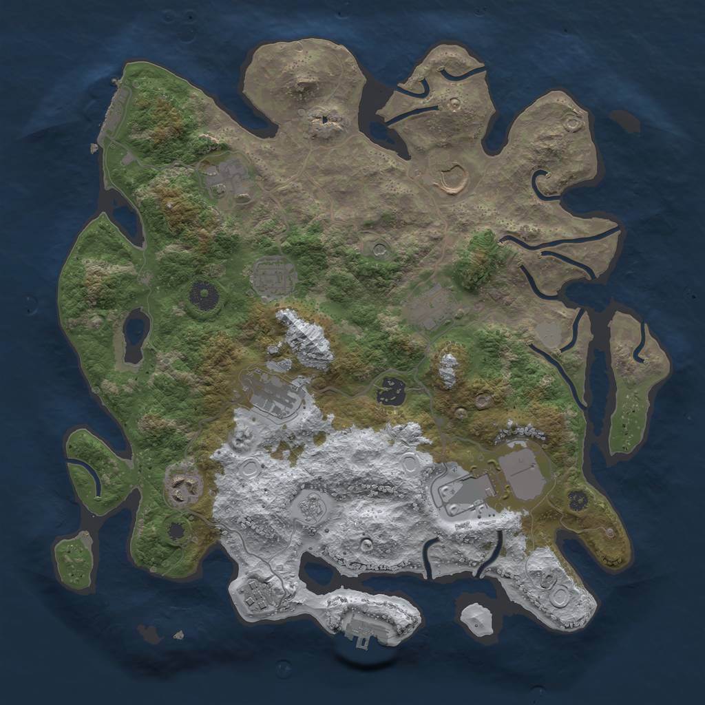 Rust Map: Procedural Map, Size: 3600, Seed: 56340258, 18 Monuments