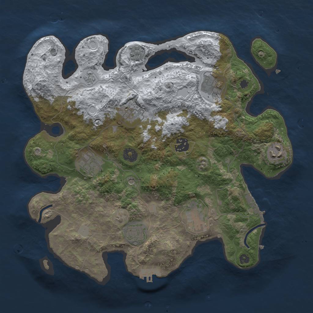 Rust Map: Procedural Map, Size: 3200, Seed: 6082106, 17 Monuments