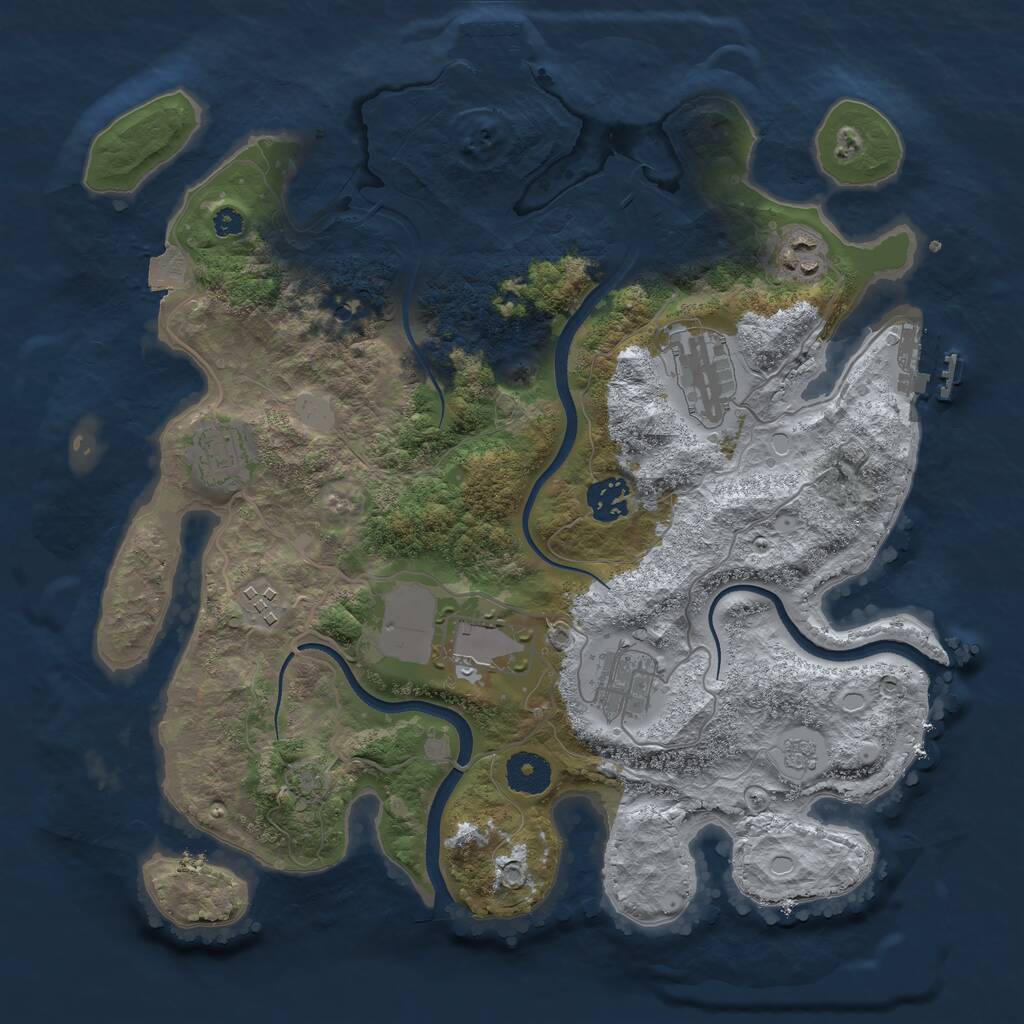 Rust Map: Procedural Map, Size: 3500, Seed: 499643292, 13 Monuments