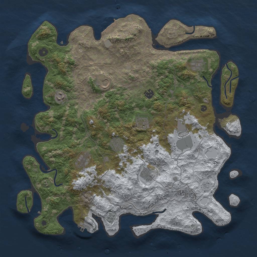 Rust Map: Procedural Map, Size: 4250, Seed: 702282670, 19 Monuments