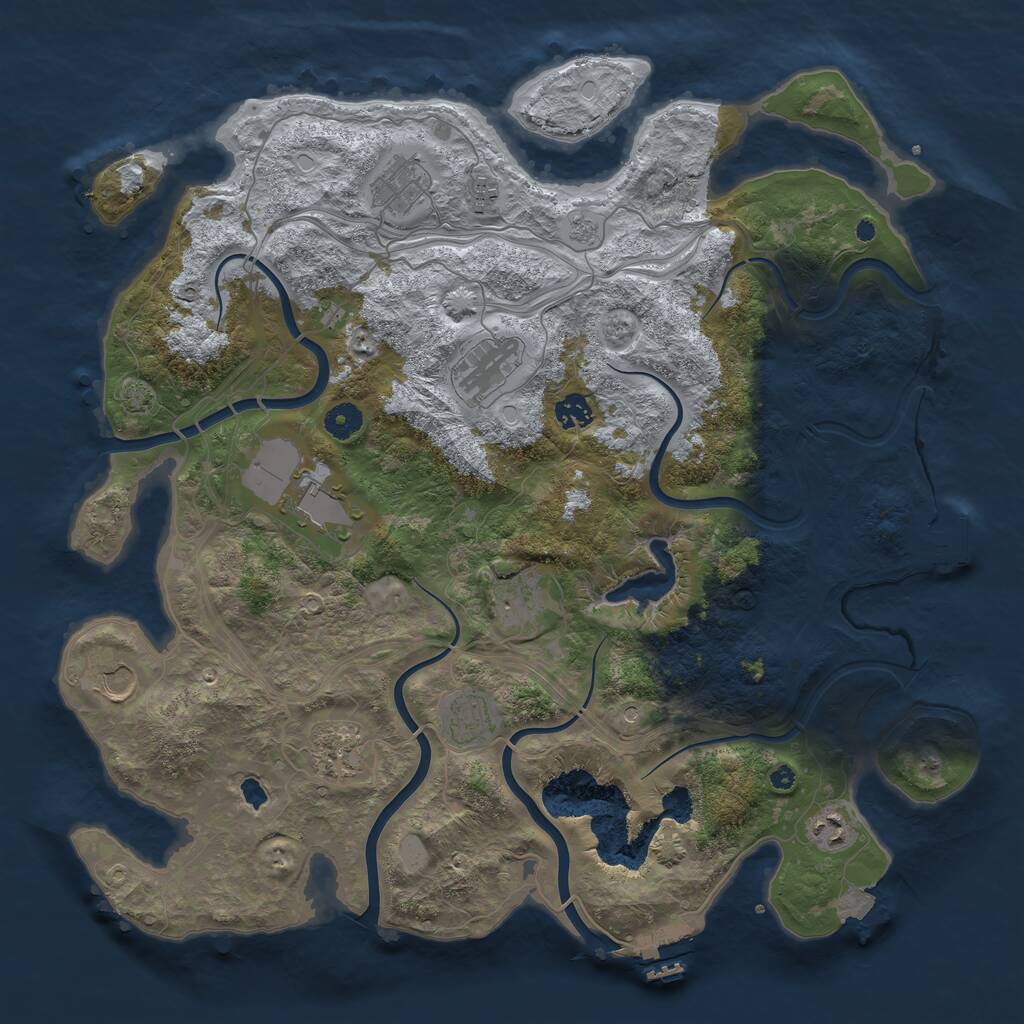 Rust Map: Procedural Map, Size: 4250, Seed: 454787551, 16 Monuments