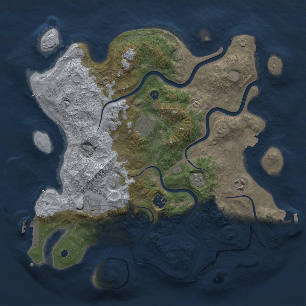 Rust Map: Procedural Map, Size: 3500, Seed: 220421005, 11 Monuments