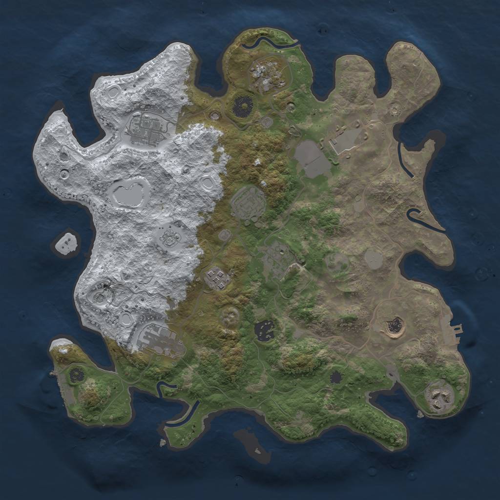 Rust Map: Procedural Map, Size: 3500, Seed: 541418, 19 Monuments