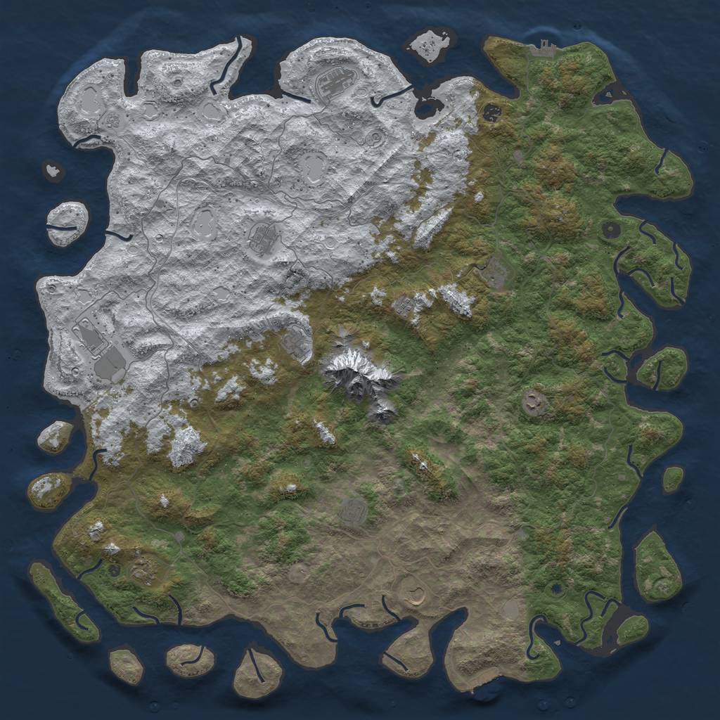 Rust Map: Procedural Map, Size: 6000, Seed: 616549, 20 Monuments