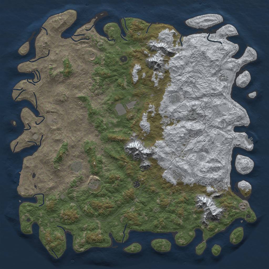 Rust Map: Procedural Map, Size: 6000, Seed: 92266, 20 Monuments