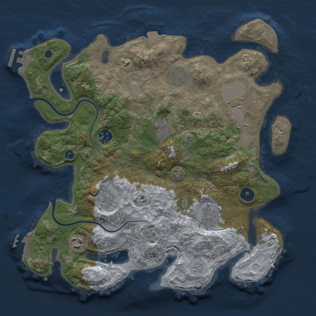 Rust Map: Procedural Map, Size: 3500, Seed: 10264, 14 Monuments