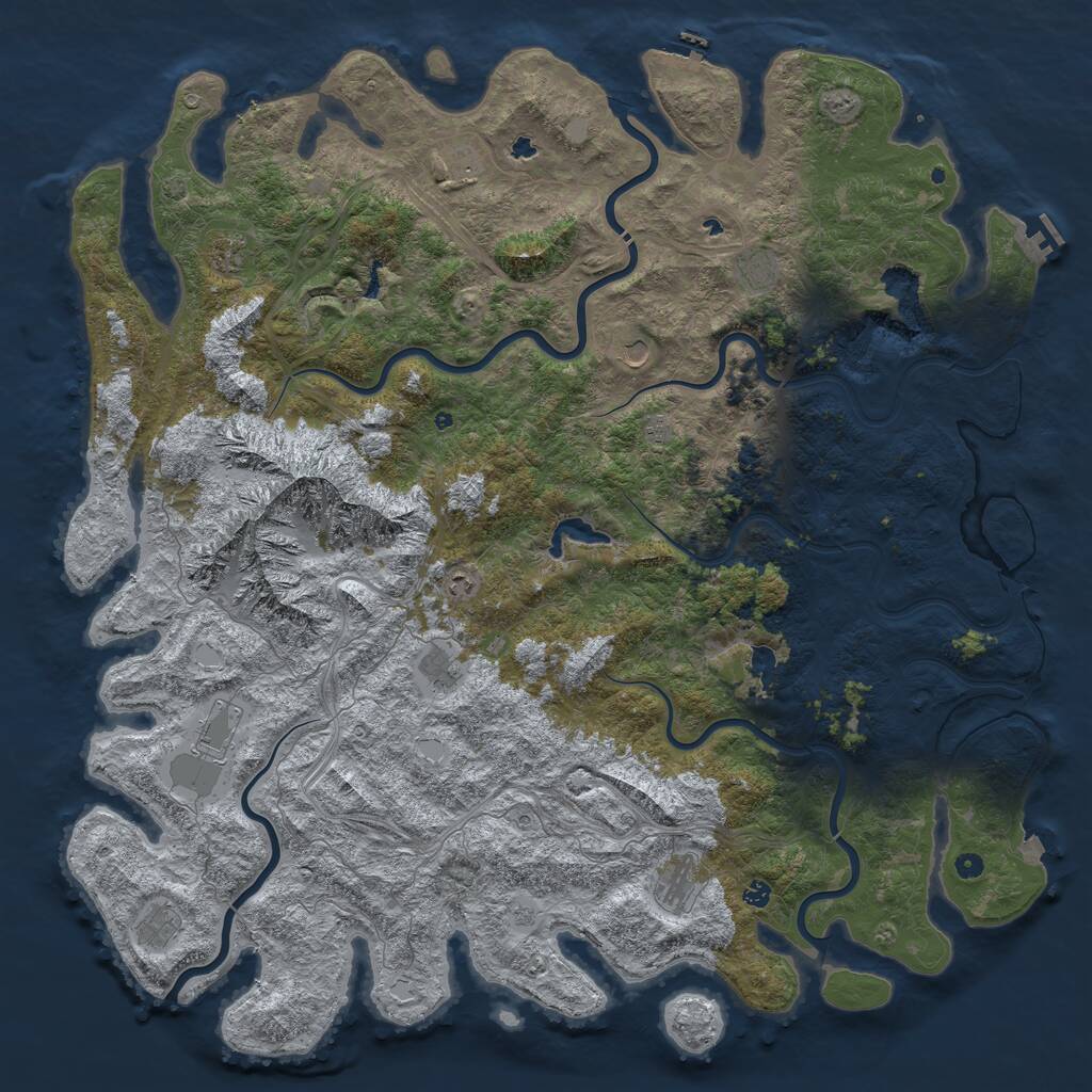 Rust Map: Procedural Map, Size: 6000, Seed: 890780, 17 Monuments