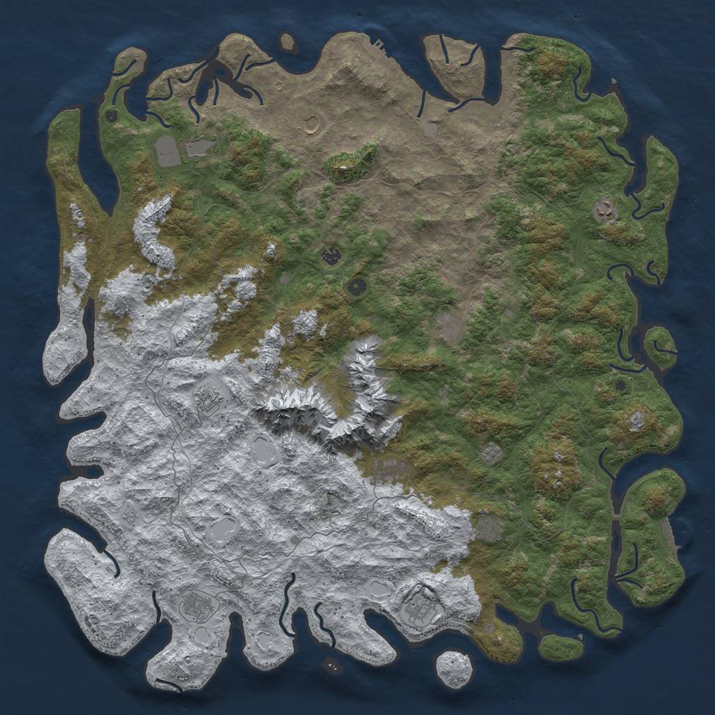Rust Map: Procedural Map, Size: 6000, Seed: 890780, 20 Monuments