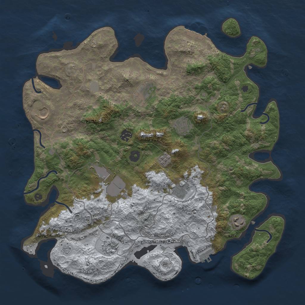 Rust Map: Procedural Map, Size: 4000, Seed: 63115, 18 Monuments