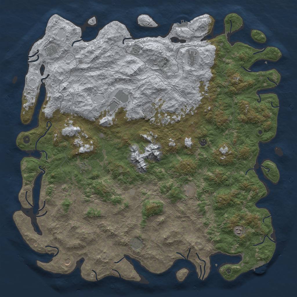 Rust Map: Procedural Map, Size: 6000, Seed: 692285, 20 Monuments