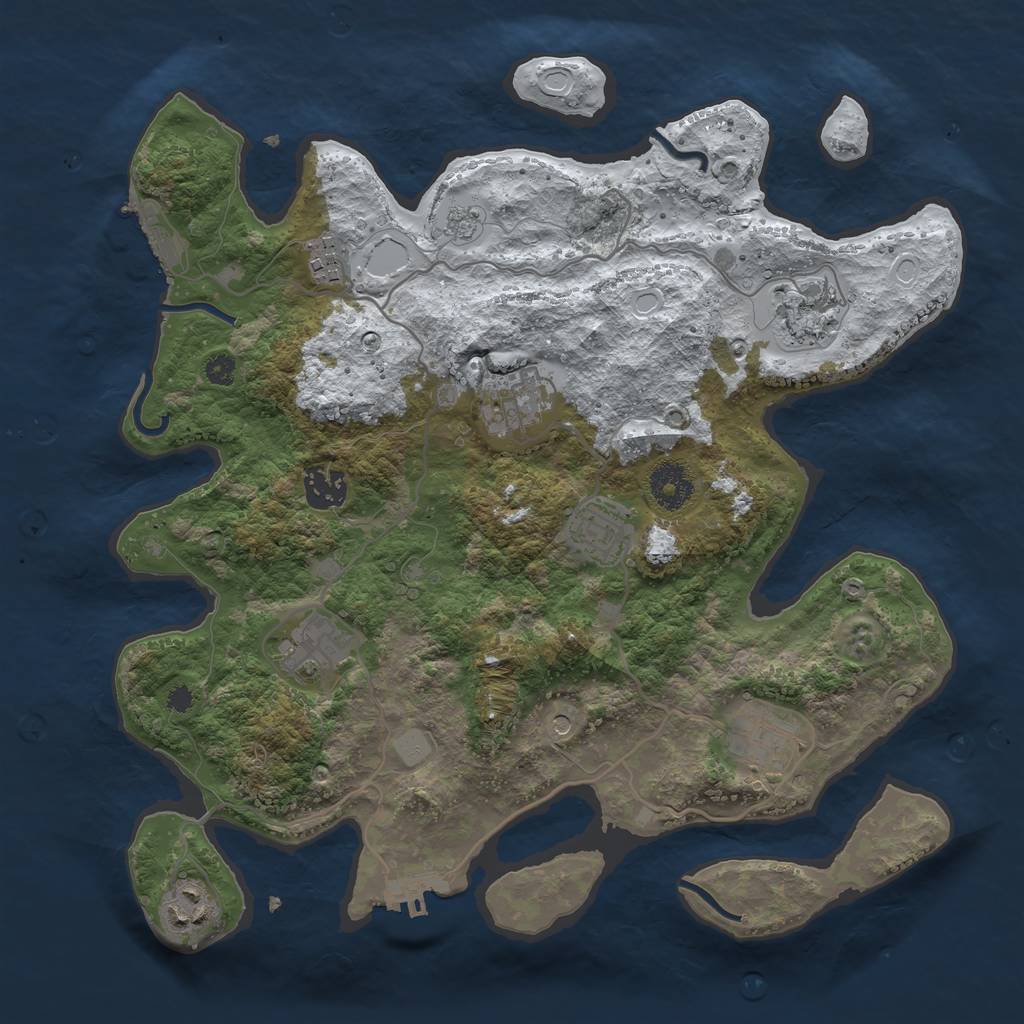 Rust Map: Procedural Map, Size: 3436, Seed: 1364943, 17 Monuments