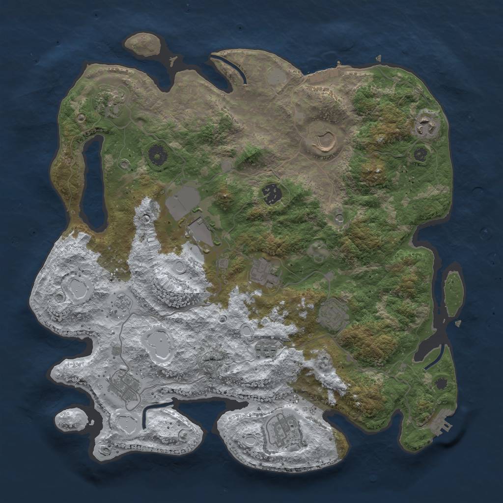 Rust Map: Procedural Map, Size: 3800, Seed: 1042039109, 19 Monuments