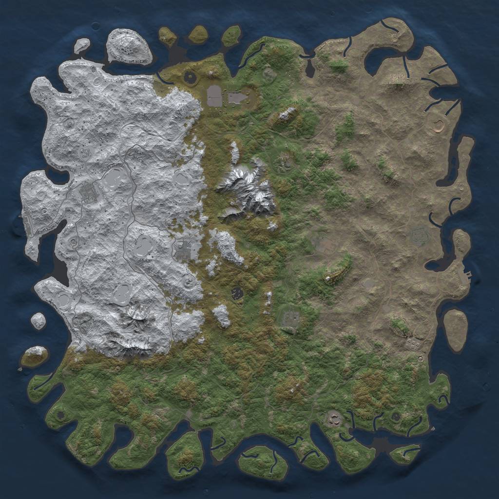 Rust Map: Procedural Map, Size: 6000, Seed: 108864, 20 Monuments