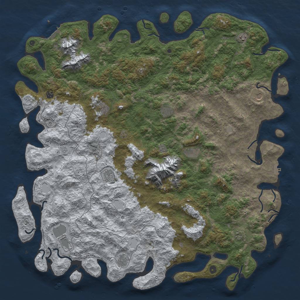 Rust Map: Procedural Map, Size: 6000, Seed: 232007, 20 Monuments