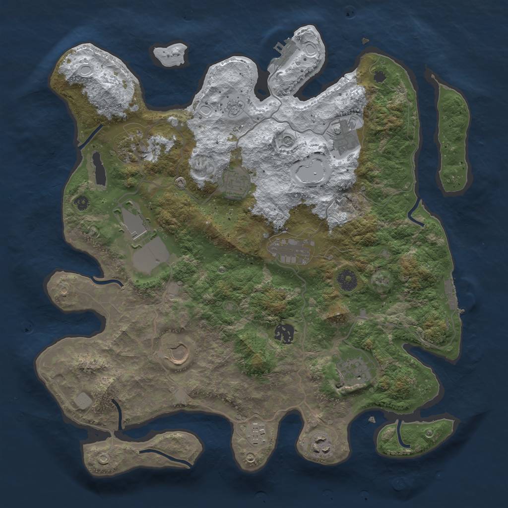 Rust Map: Procedural Map, Size: 3700, Seed: 654374844, 19 Monuments