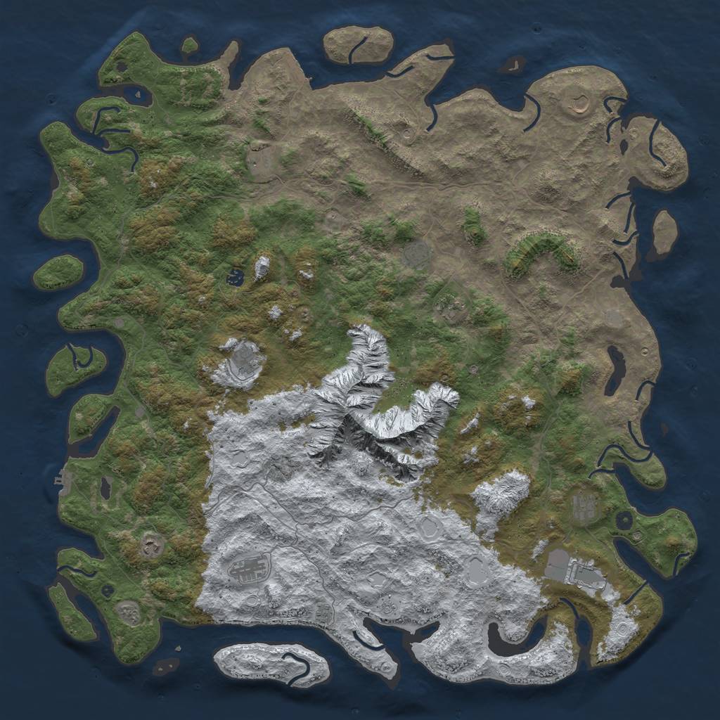 Rust Map: Procedural Map, Size: 6000, Seed: 345863, 20 Monuments