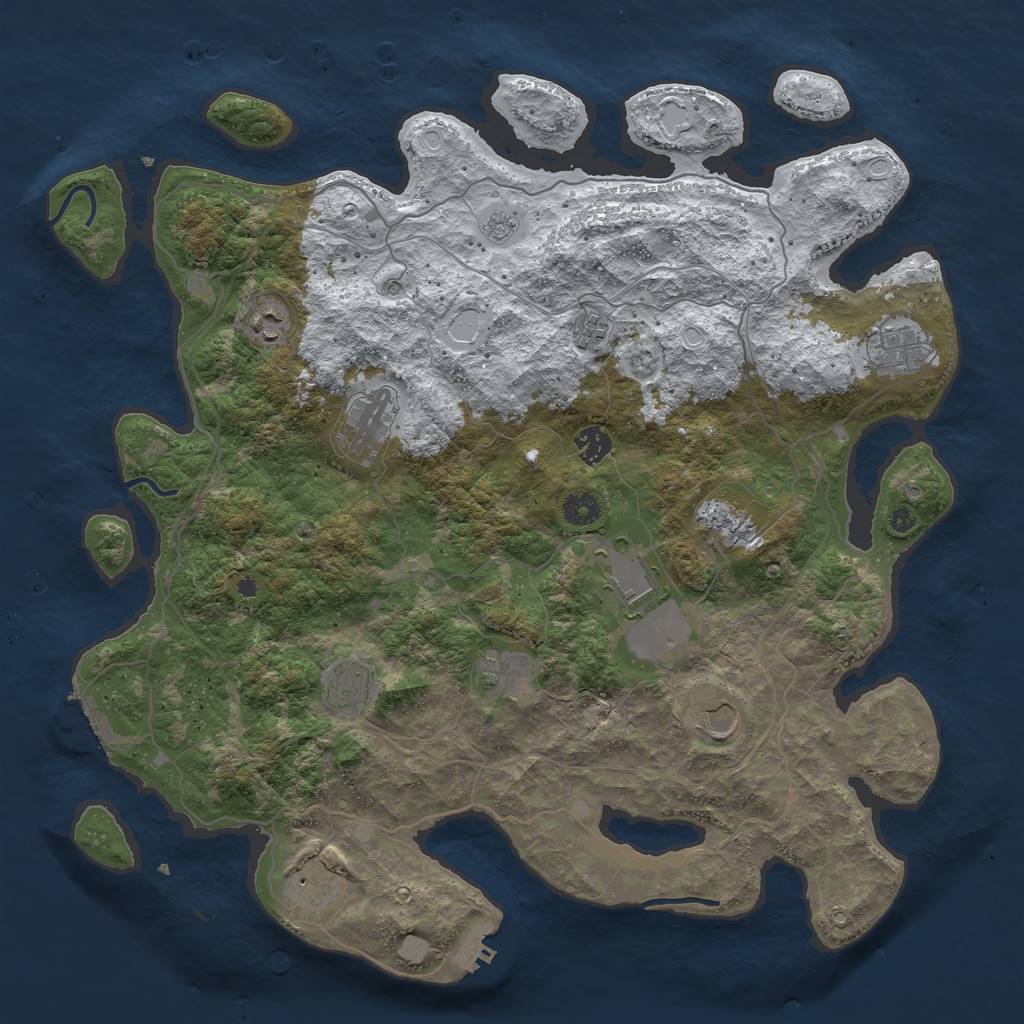 Rust Map: Procedural Map, Size: 4250, Seed: 579436184, 20 Monuments