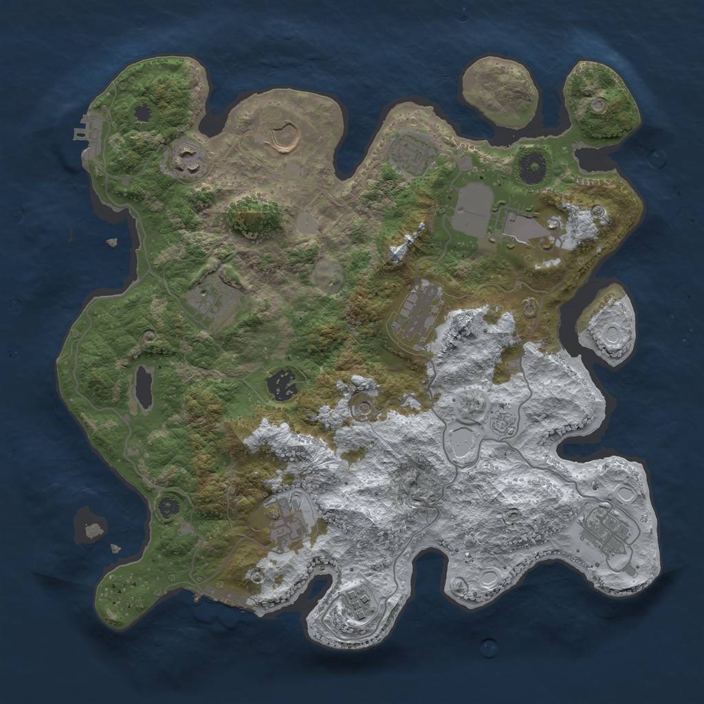 Rust Map: Procedural Map, Size: 3500, Seed: 856743689, 19 Monuments