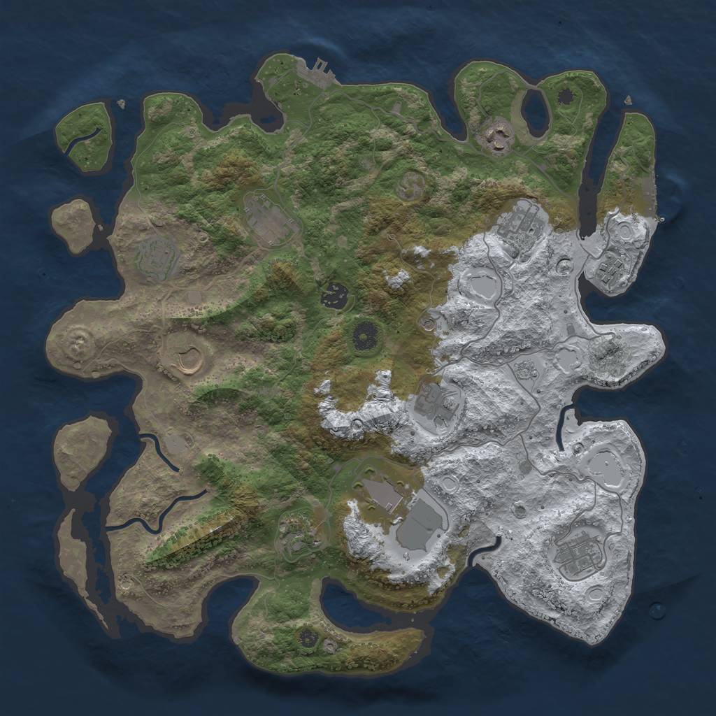 Rust Map: Procedural Map, Size: 3950, Seed: 1289042235, 20 Monuments