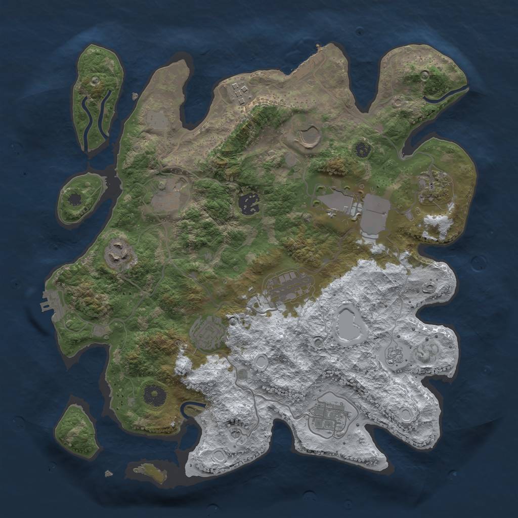Rust Map: Procedural Map, Size: 3500, Seed: 430061802, 19 Monuments