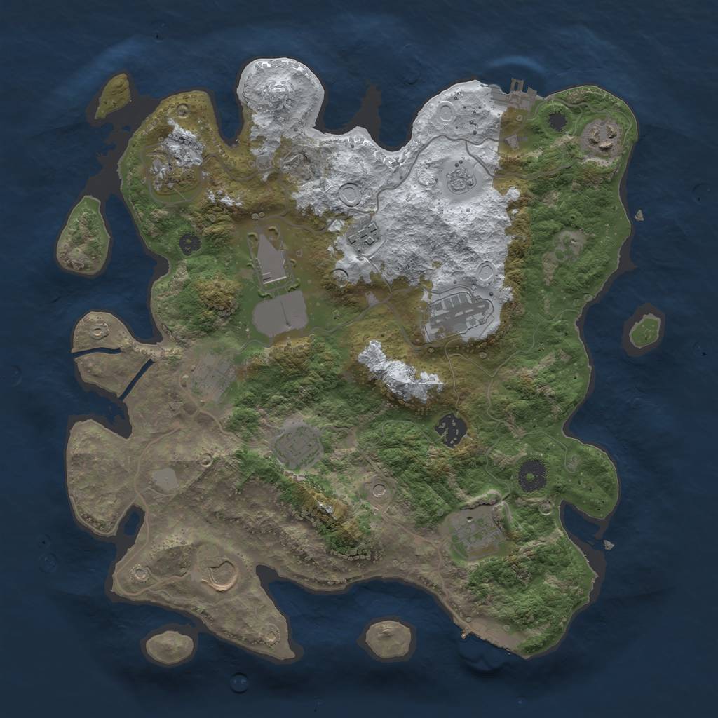 Rust Map: Procedural Map, Size: 3500, Seed: 321451, 19 Monuments