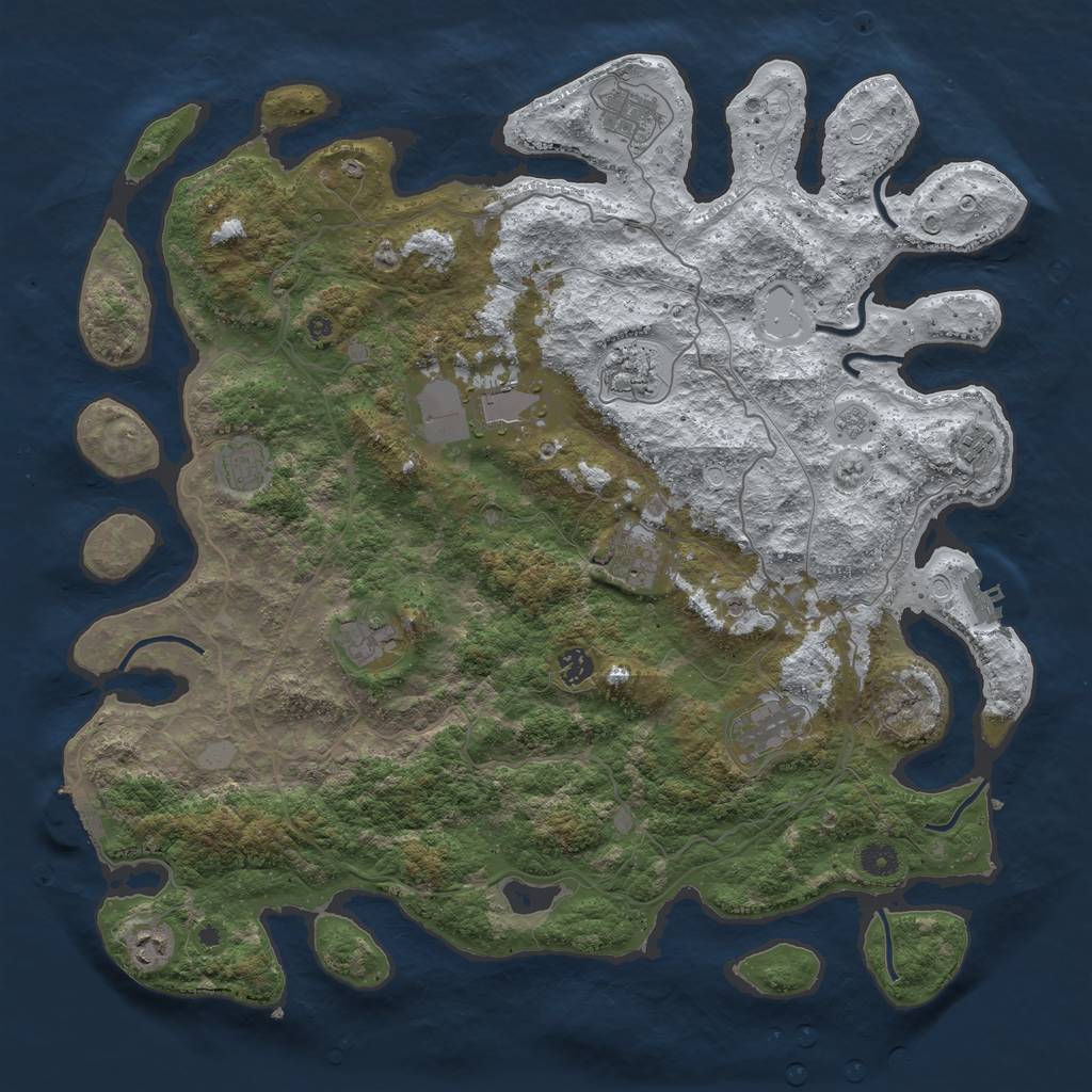 Rust Map: Procedural Map, Size: 4500, Seed: 2400872, 19 Monuments