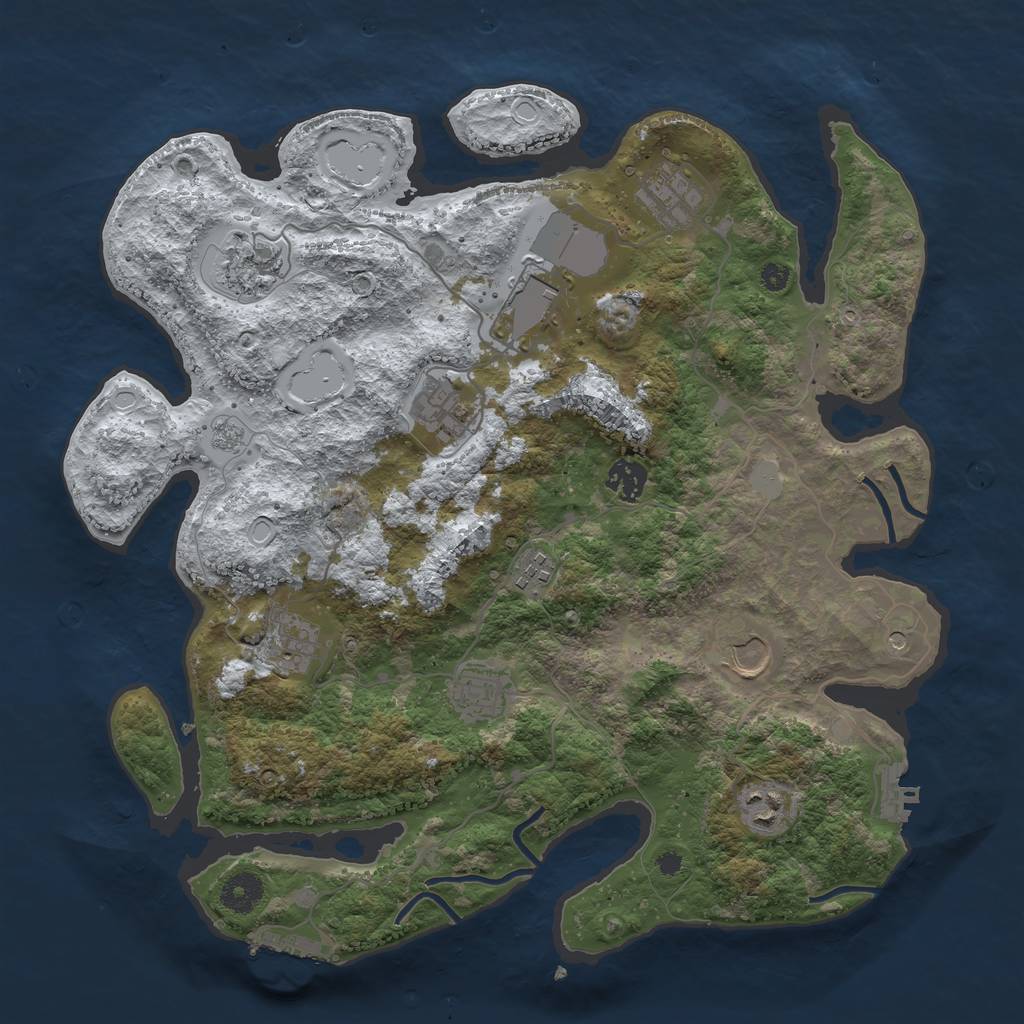 Rust Map: Procedural Map, Size: 3750, Seed: 1078111516, 19 Monuments