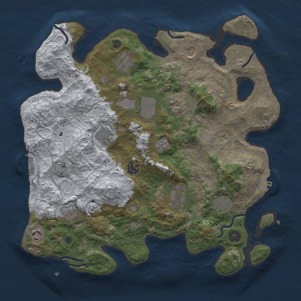 Rust Map: Procedural Map, Size: 3750, Seed: 1205586268, 20 Monuments