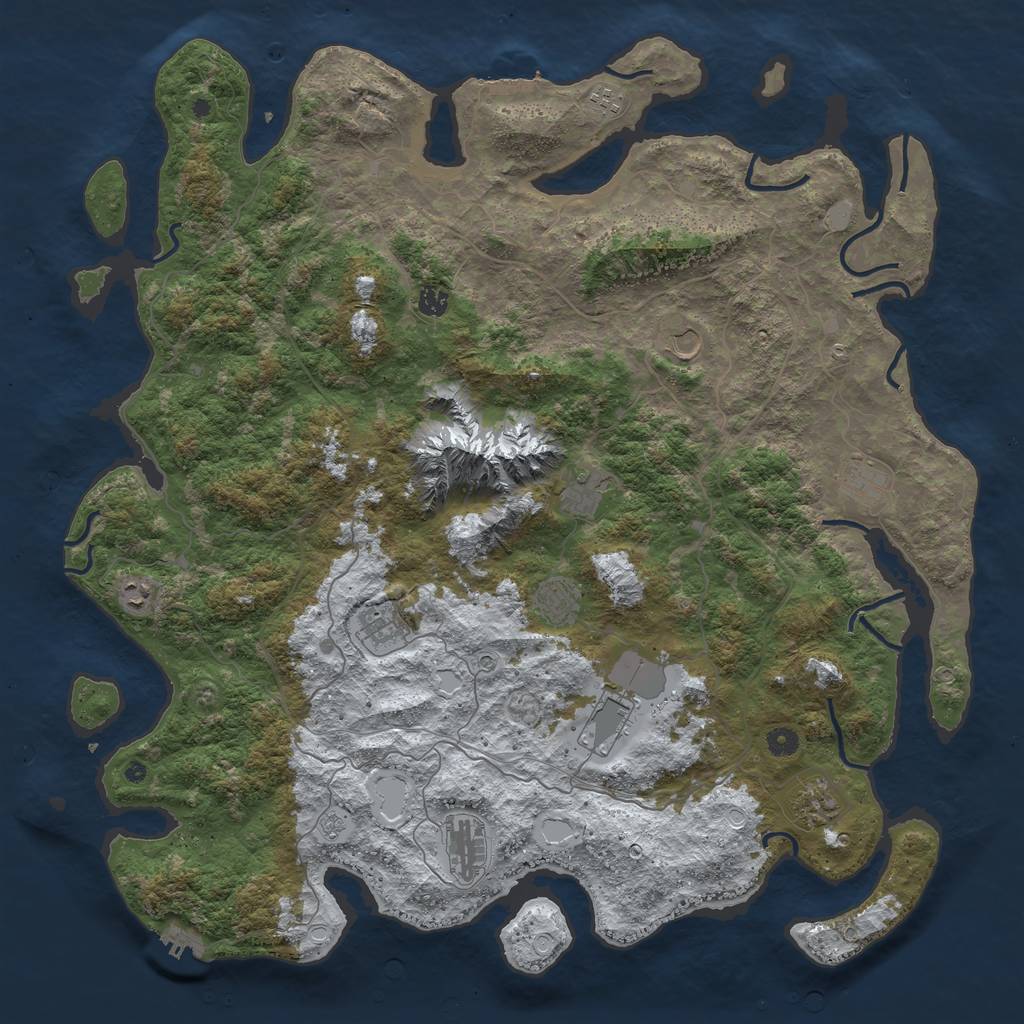 Rust Map: Procedural Map, Size: 5000, Seed: 1039468882, 20 Monuments