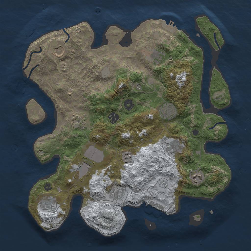 Rust Map: Procedural Map, Size: 3500, Seed: 32304, 20 Monuments